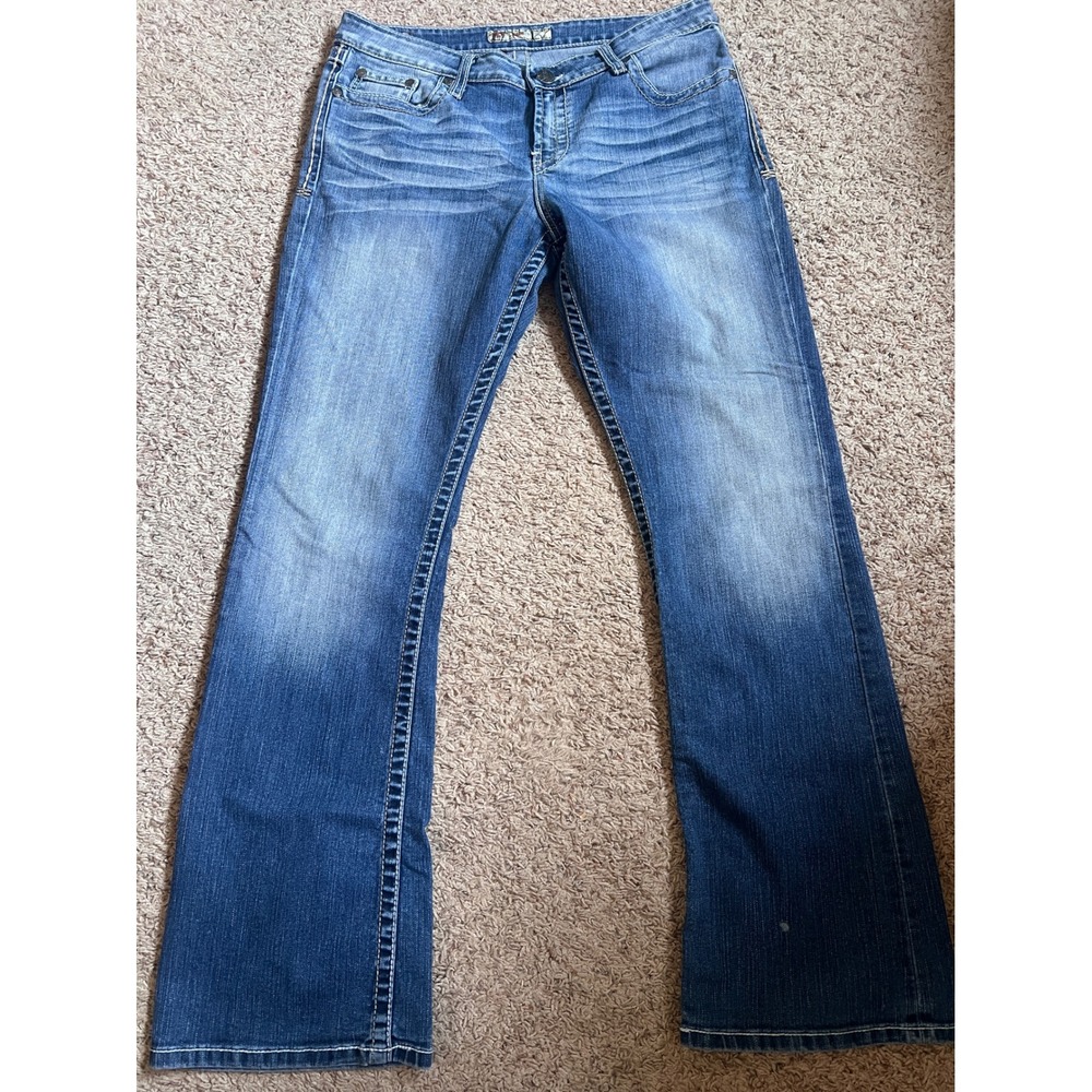 BKE Kate Bootcut Jeans Medium Wash Stretch Denim Low Rise 33x31.5 Blue